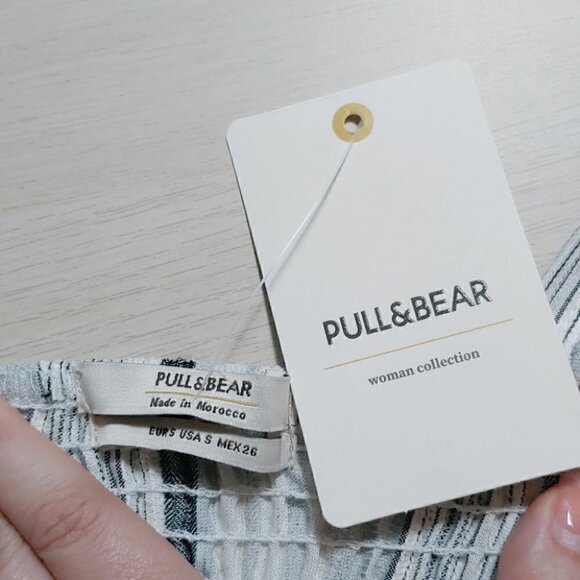 NWT PULL&BEAR stripes ruffle linen boho festival crop top - Picture 13 of 13